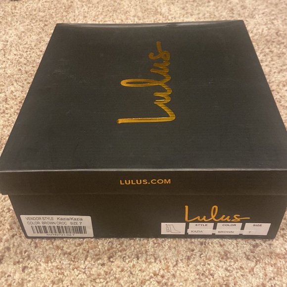 LuLu’s Kazia Brown Crocodile-Embossed Mid-Calf Boots - Picture 3 of 5